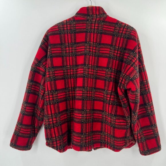 VTG Kristen Blake Après S Red Black Plaid Fleece Jacket Full Zip Cabin Core - Picture 2 of 8